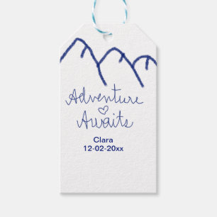 Adventure awaits blue mountain heart add name gift tags
