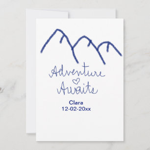 Adventure awaits blue mountain heart add name invitation