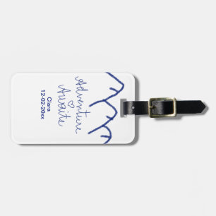 Adventure awaits blue mountain heart add name luggage tag