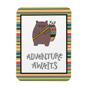 Adventure Awaits Boho Bear Magnet