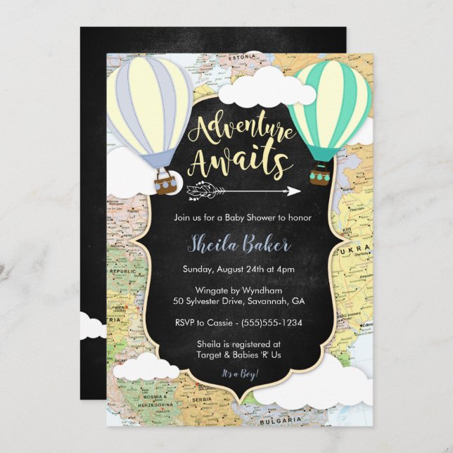Adventure Awaits Boy Baby Shower Invitation (Front/Back)