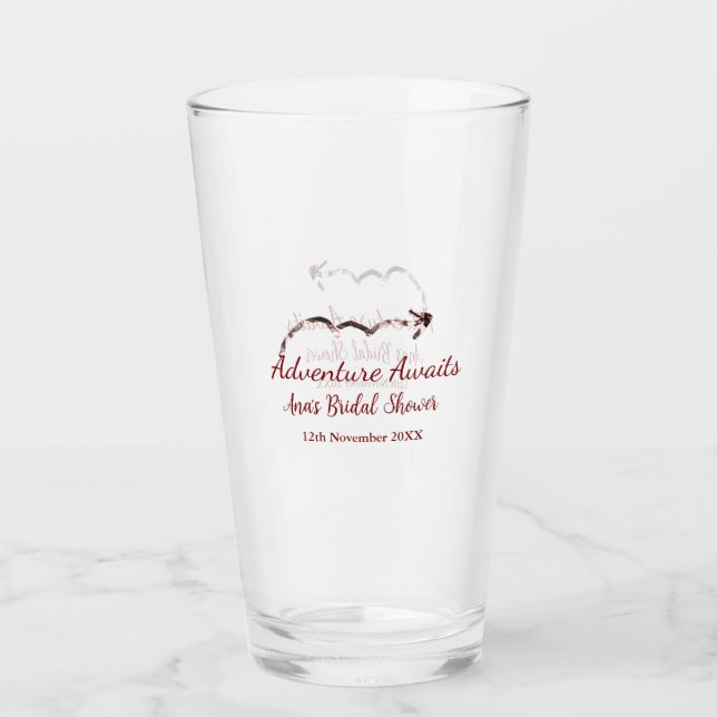 Adventure awaits bridal shower add name arrow marr glass (Front)
