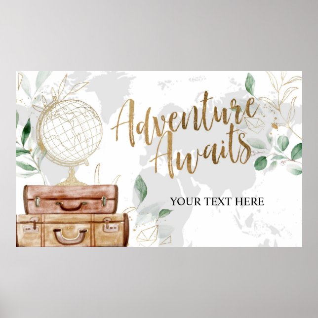 Adventure Awaits, Bridal Shower Banner Poster (Front)