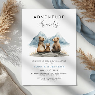 Adventure Awaits Brown Bears Safari Baby Shower Invitation