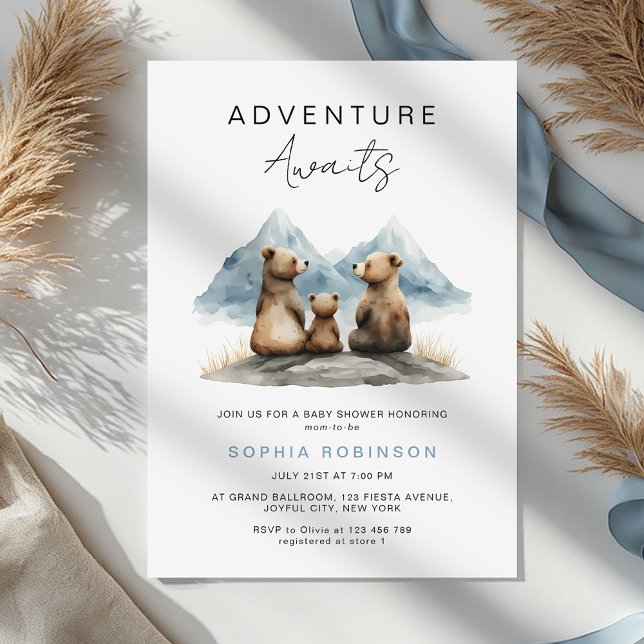 Adventure Awaits Brown Bears Safari Baby Shower Invitation (Creator Uploaded)