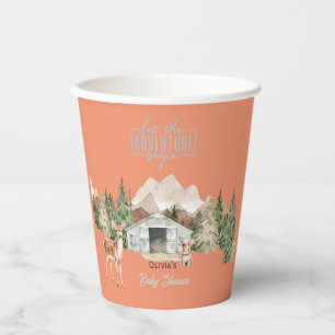 Adventure Awaits Burnt Orange Mountain Baby Shower Paper Cups