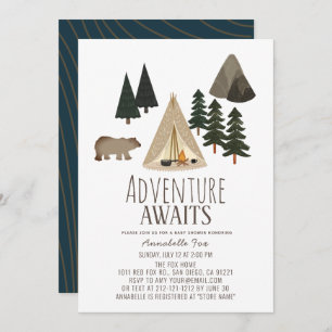 Adventure Awaits Camping Baby Shower Invitation