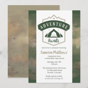 Adventure Awaits Camping Graduation Party Invitation