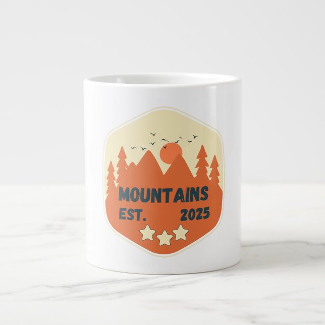 Adventure awaits, camping Idea , Mountains funny  Large Coffee Mug (Front)