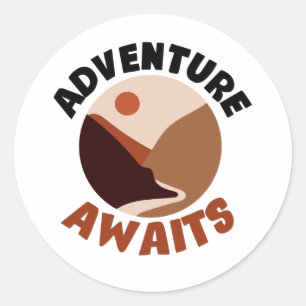 Adventure awaits classic round sticker