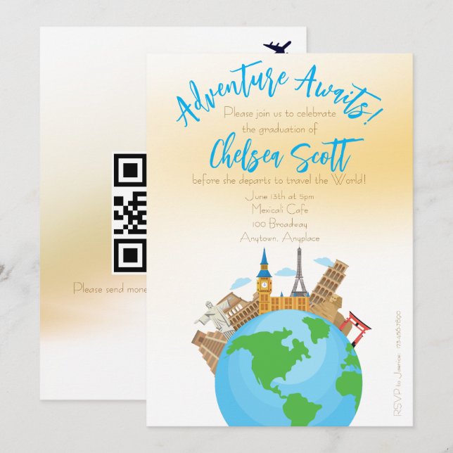 Adventure Awaits College Graduation Party Invitation (Front/Back)