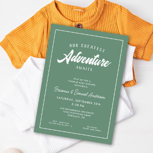 Adventure Awaits Couples Baby Shower Green Invitation