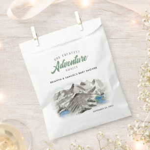 Adventure Awaits Couples Baby Shower Mountains Favour Bags