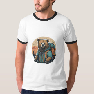 Adventure Awaits: Cute Bear Backpack T-Shirt Desig