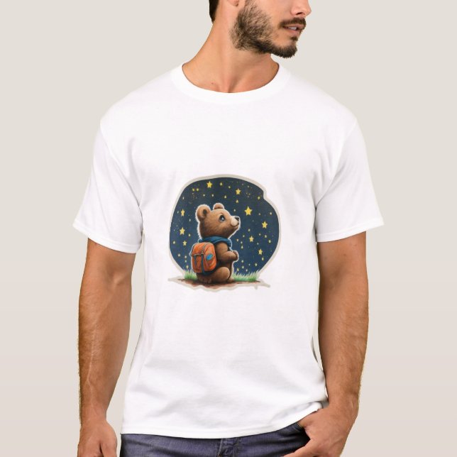 Adventure Awaits: Cute Bear Backpack T-Shirt Desig (Front)