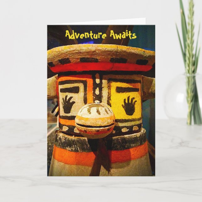 "Adventure awaits" cute face photo blank inside Card (Front)