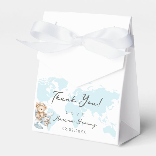 Adventure awaits, Cute flying teddy bear Favour Box (Front Side)