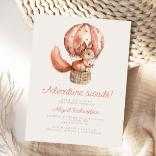 Adventure Awaits Cute Squirrel Balloon Baby Shower Postcard