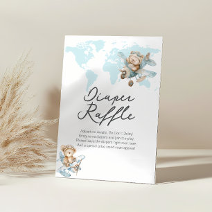 Adventure awaits Cute Teddy  Diaper Raffle Sign