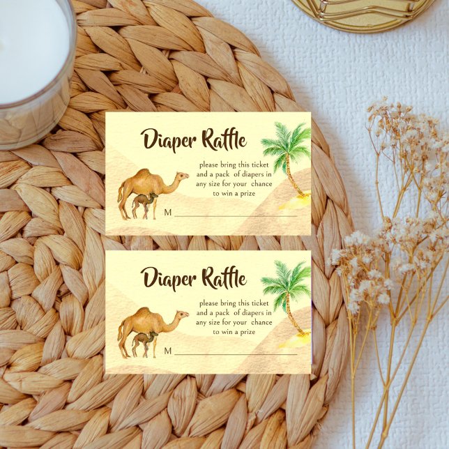 Adventure awaits desert baby camel diaper raffle enclosure card (Adventure awaits Arabian desert baby camel baby shower diaper raffle enclosure card raffle tickets)