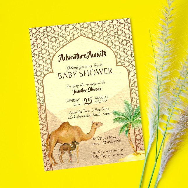 Adventure awaits desert camel baby baby shower  invitation (Creator Uploaded)