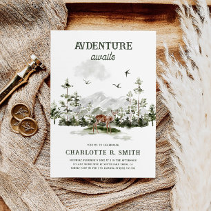 Adventure Awaits Elegant Mountain Bridal Shower Invitation