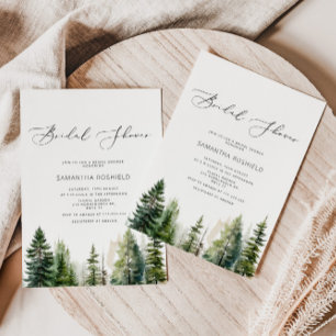 Adventure awaits evergreen woodland bridal shower invitation
