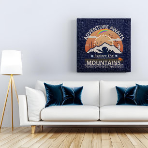 "Adventure Awaits-Explore the mountains" design Canvas Print