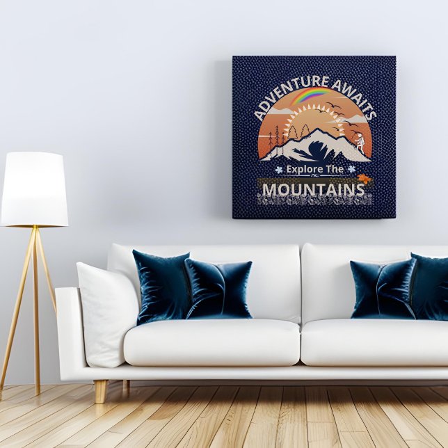  "Adventure Awaits-Explore the mountains" design Canvas Print (Creator Uploaded)