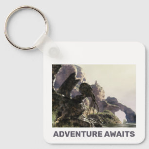 Adventure Awaits. Fantasy landscape Key Ring