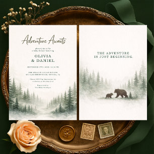 Adventure Awaits Forest Couples Baby Shower Invitation