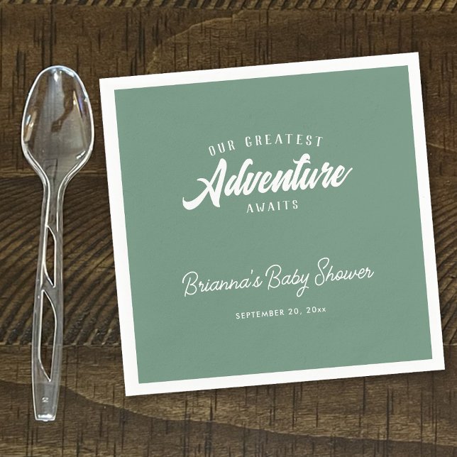 Adventure Awaits Forest Green Baby Shower Napkin (Creator Uploaded)