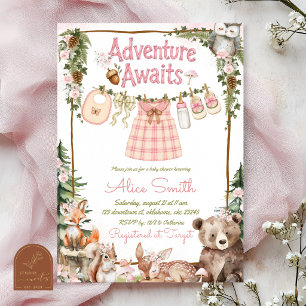 Adventure Awaits Forest Woodland Baby Shower Invitation