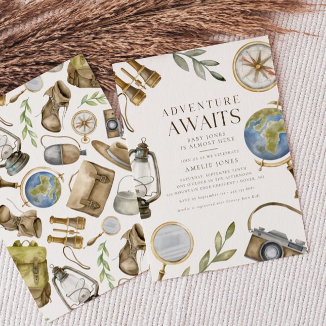 Adventure Awaits Gender Neutral Baby Shower Invitation (Available for print & instant digital download!)