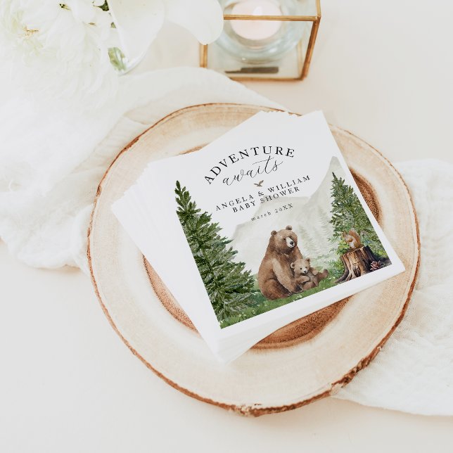 Adventure Awaits Gender Neutral Baby Shower Napkin (Creator Uploaded)