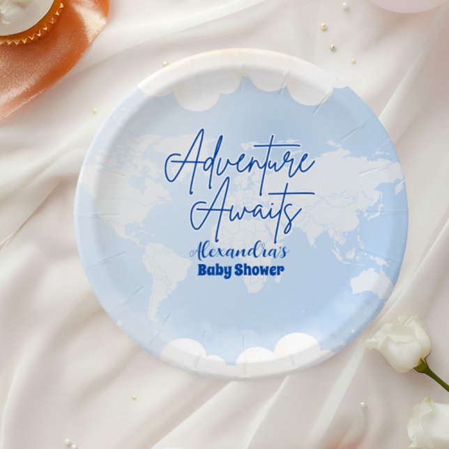 Adventure Awaits Gender Neutral Baby Shower Paper Plate (Creator Uploaded)