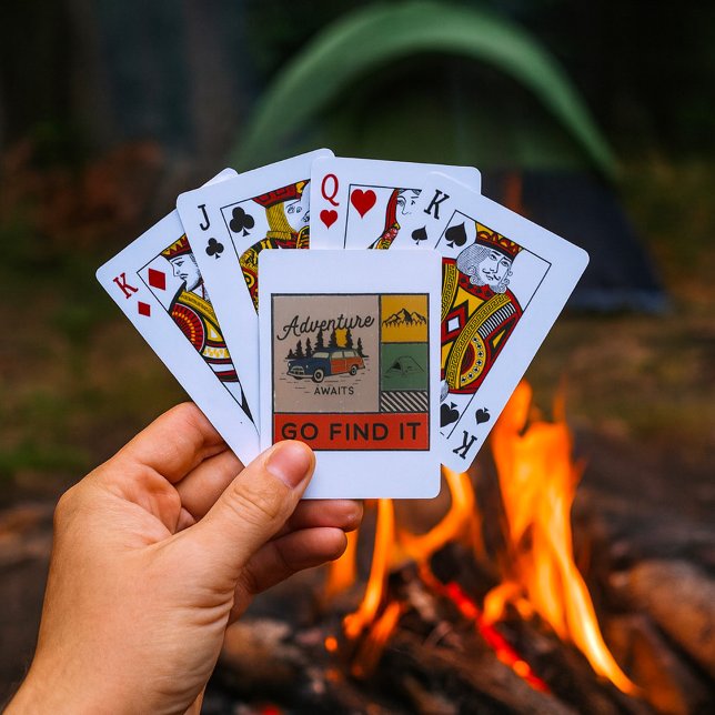 Adventure Awaits Go Find It Retro Camping Travel  Playing Cards (Creator Uploaded)