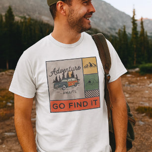 Adventure Awaits Go Find It Retro Camping Travel T-Shirt