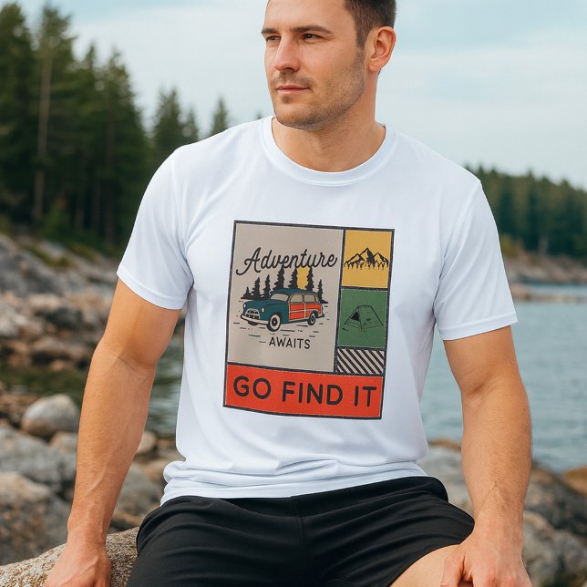 Adventure Awaits Go Find It Retro Camping Travel   T-Shirt (Creator Uploaded)