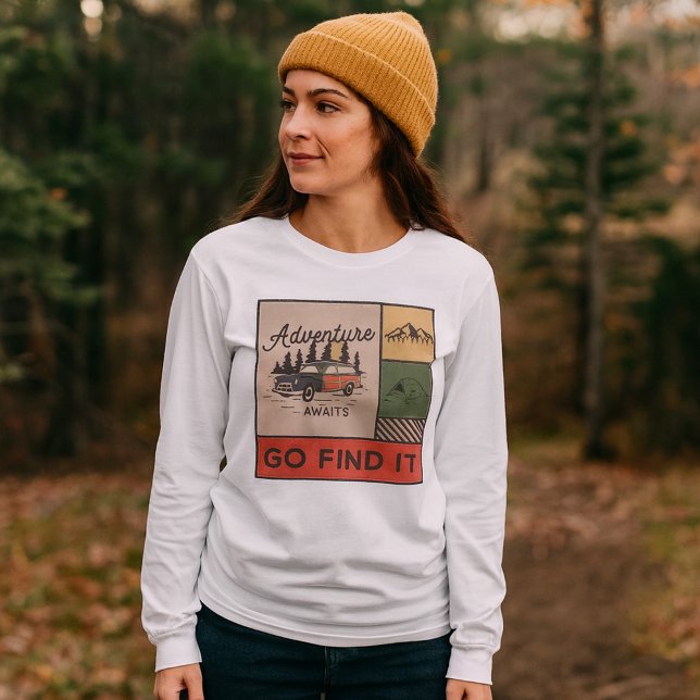 Adventure Awaits Go Find It Retro Camping Travel   T-Shirt (Creator Uploaded)