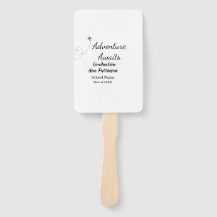 Adventure awaits graduation add name school year hand fan