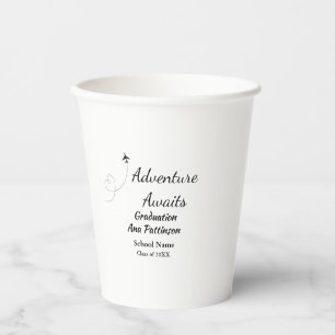 Adventure awaits graduation add name school year paper cups