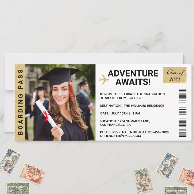 Adventure Awaits Graduation Invitations Ticket (Creator Uploaded)