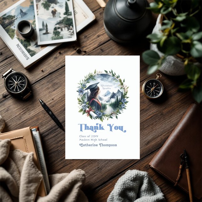 Adventure Awaits Graduation Thank You Card (Adventure Awaits Graduation Thank You Card)