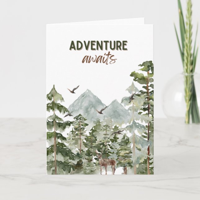 Adventure Awaits Greeting Card, Travel, Wanderlust Card (Front)
