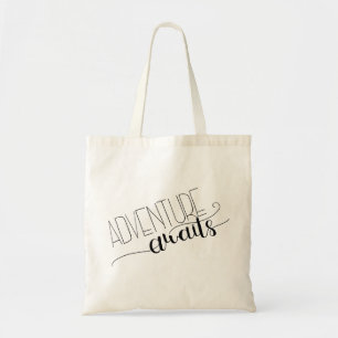 Adventure Awaits Hand Lettered Tote Bag