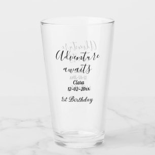 Adventure awaits happy 1st birthday name date simp glass