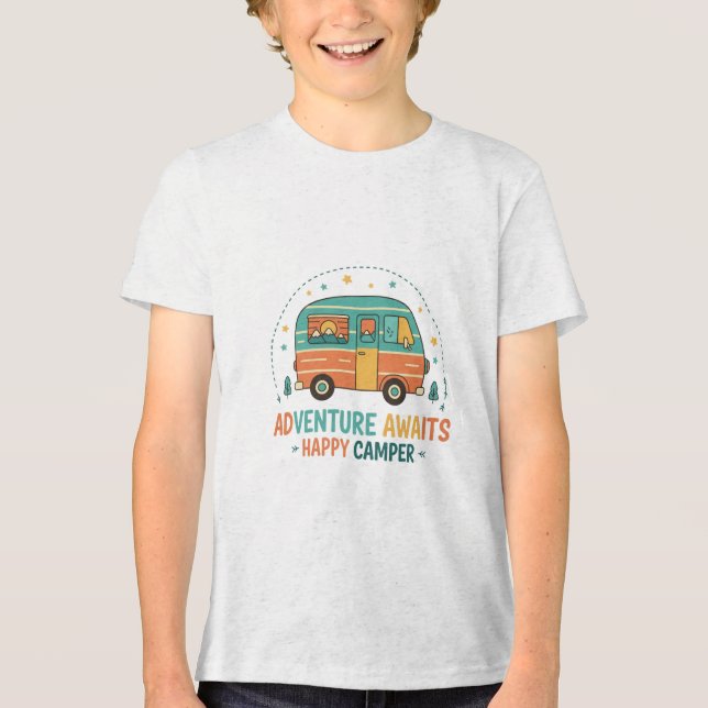 Adventure Awaits Happy Camper Tri-Blend Shirt (Front)