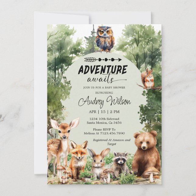 Adventure Awaits Highland Animals Invitation (Front)
