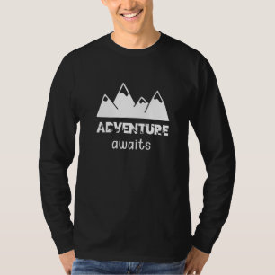 Adventure Awaits Hiking Camping Trekking Mountain T-Shirt